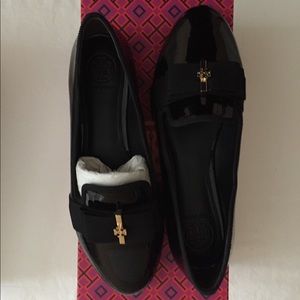 Tory Burch patent slip on shoes